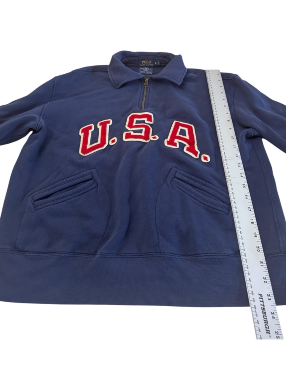 Polo Ralph Lauren USA Quarter Zip Fleece Pullover Large 2016 Olympic - Picture 4 of 9
